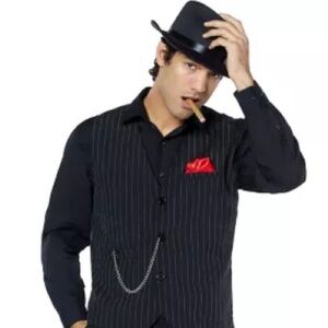 🖤Spirit Halloween Men’s Gangster Costume Pinstriped Vest With Hat🖤